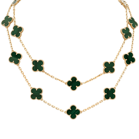 Van Cleef & Arpels Post-1980s 18KT Yellow Gold Malachite Necklace front
