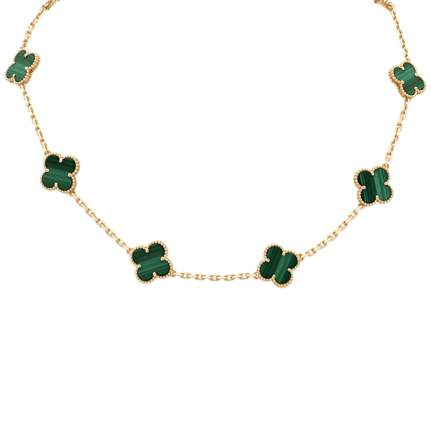 Van Cleef & Arpels Post-1980s 18KT Yellow Gold Malachite Necklace front