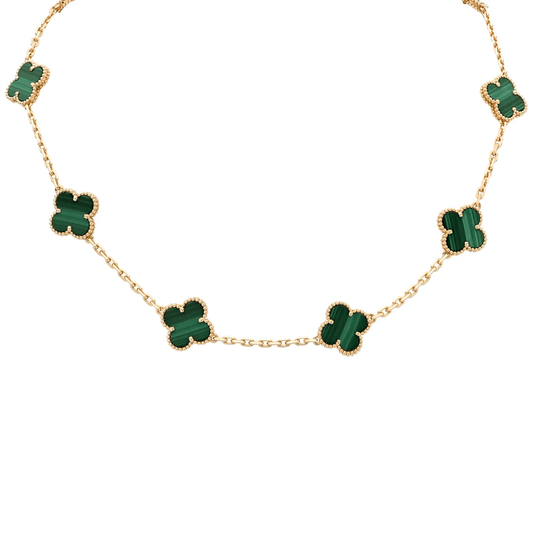 Van Cleef & Arpels Post-1980s 18KT Yellow Gold Malachite Necklace front