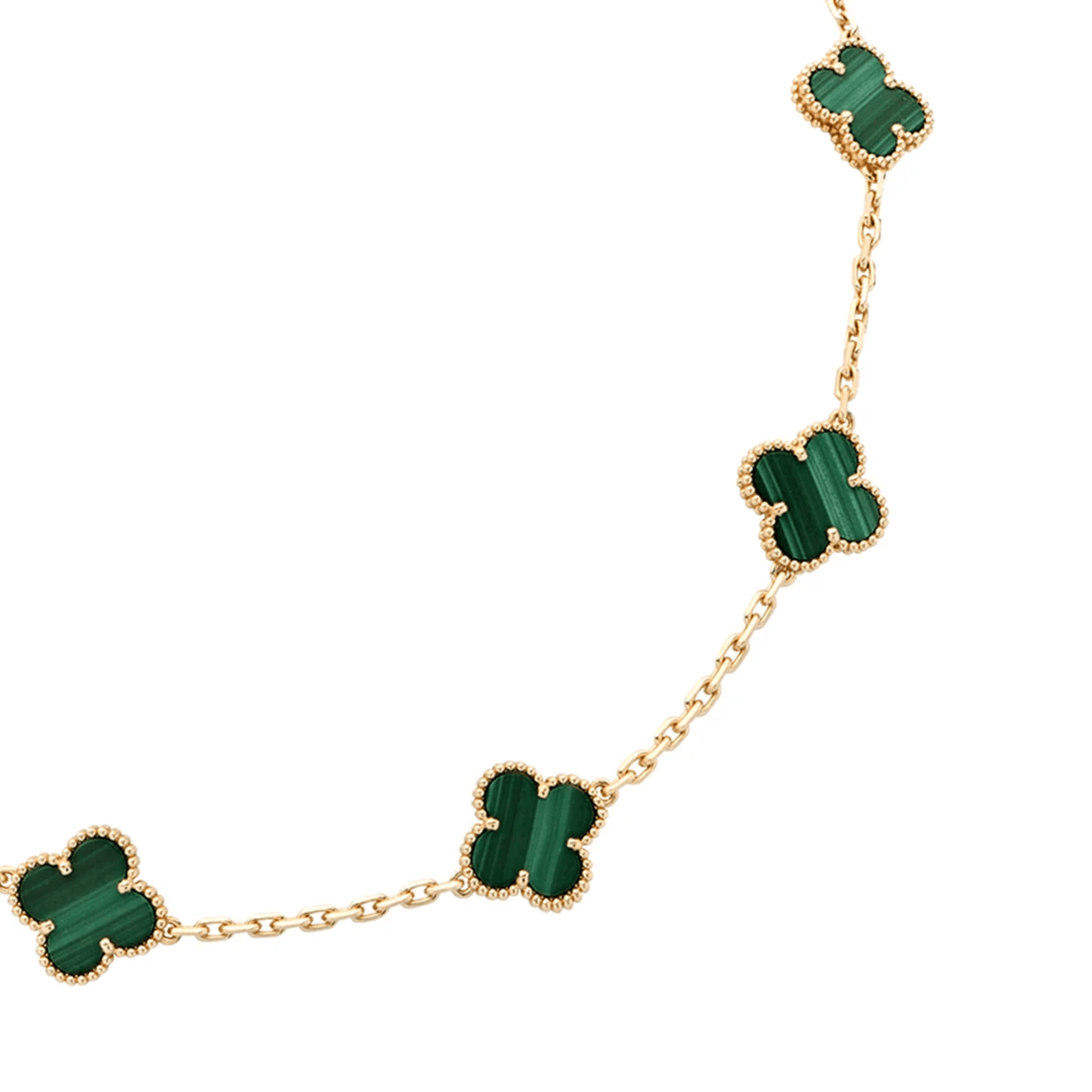 Van Cleef & Arpels Post-1980s 18KT Yellow Gold Malachite Necklace details