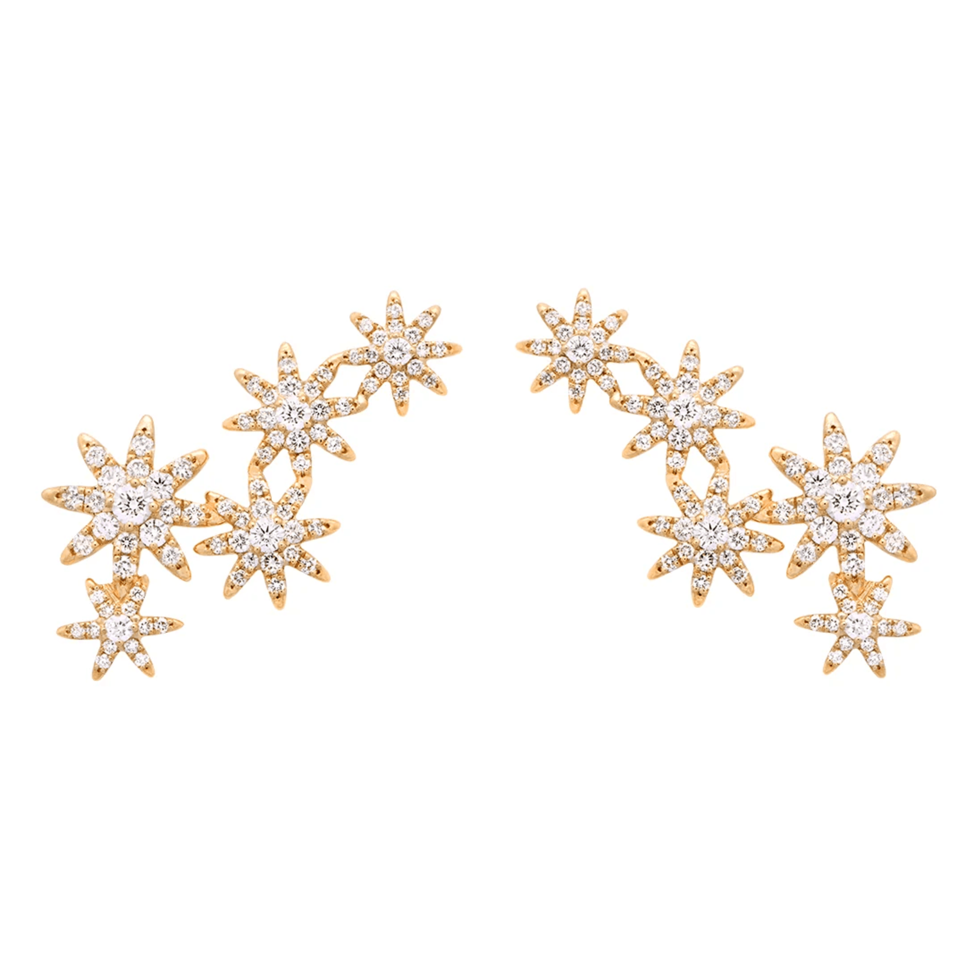 Contemporary 18KT Yellow Gold Diamond Earrings front
