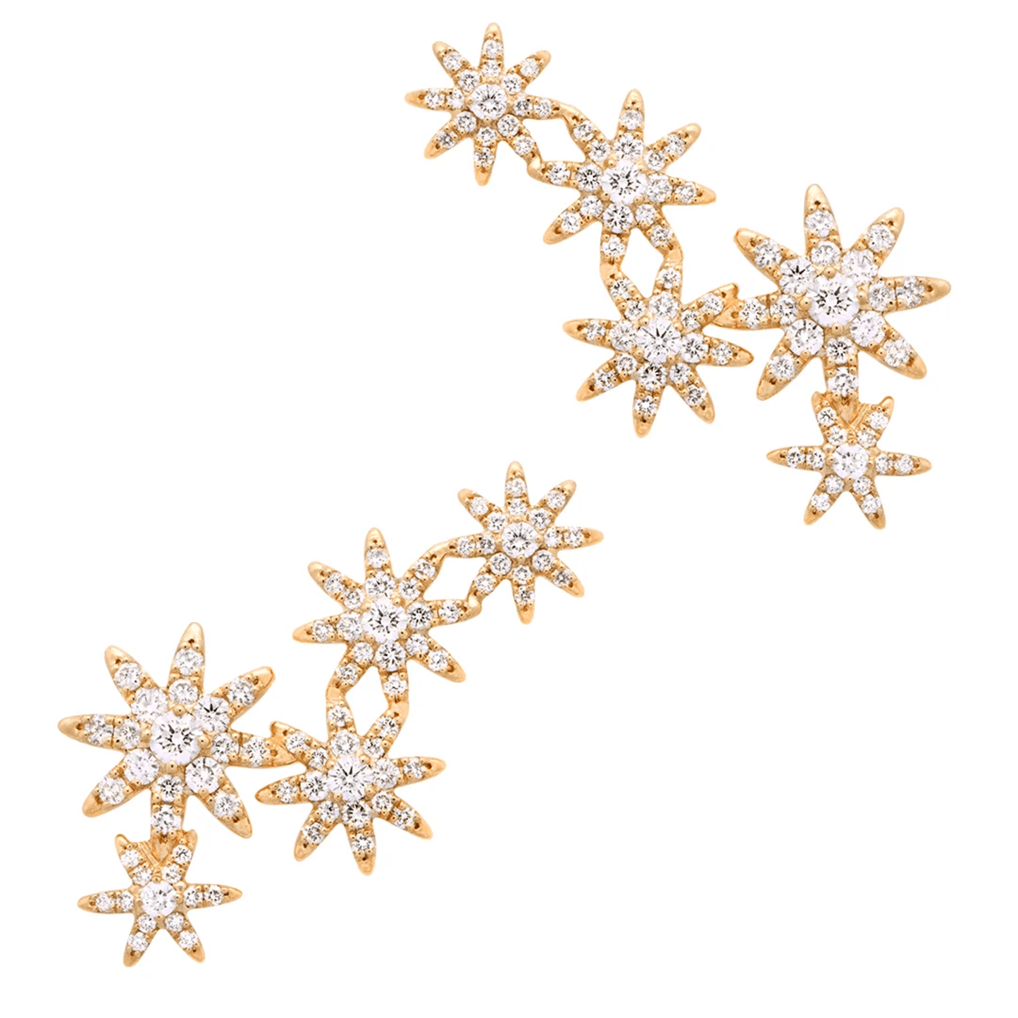 Contemporary 18KT Yellow Gold Diamond Earrings front