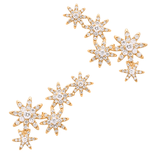 Contemporary 18KT Yellow Gold Diamond Earrings front