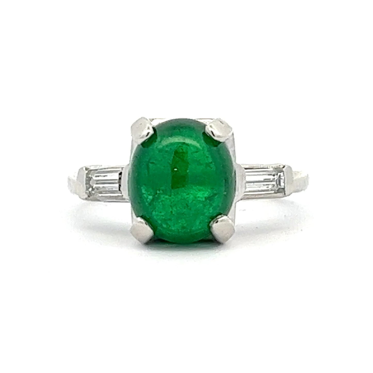 1980s Platinum Emerald Ring front