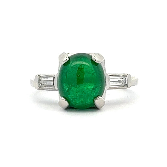 1980s Platinum Emerald Ring front