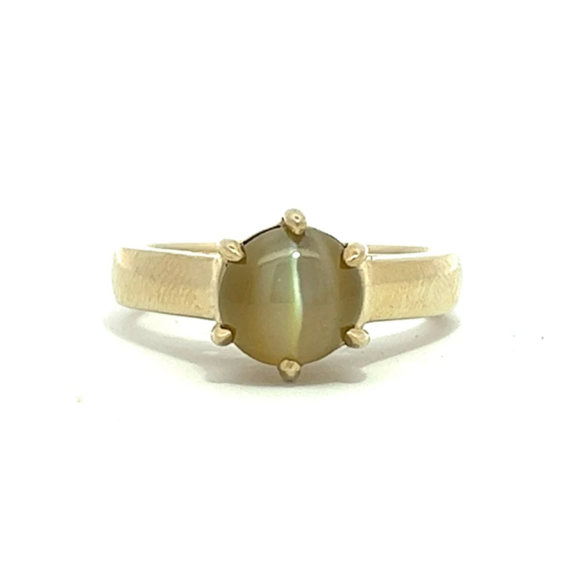 1980s 18KT Yellow Gold Chrysoberyl Cat's Eye Ring front