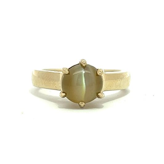 1980s 18KT Yellow Gold Chrysoberyl Cat's Eye Ring front