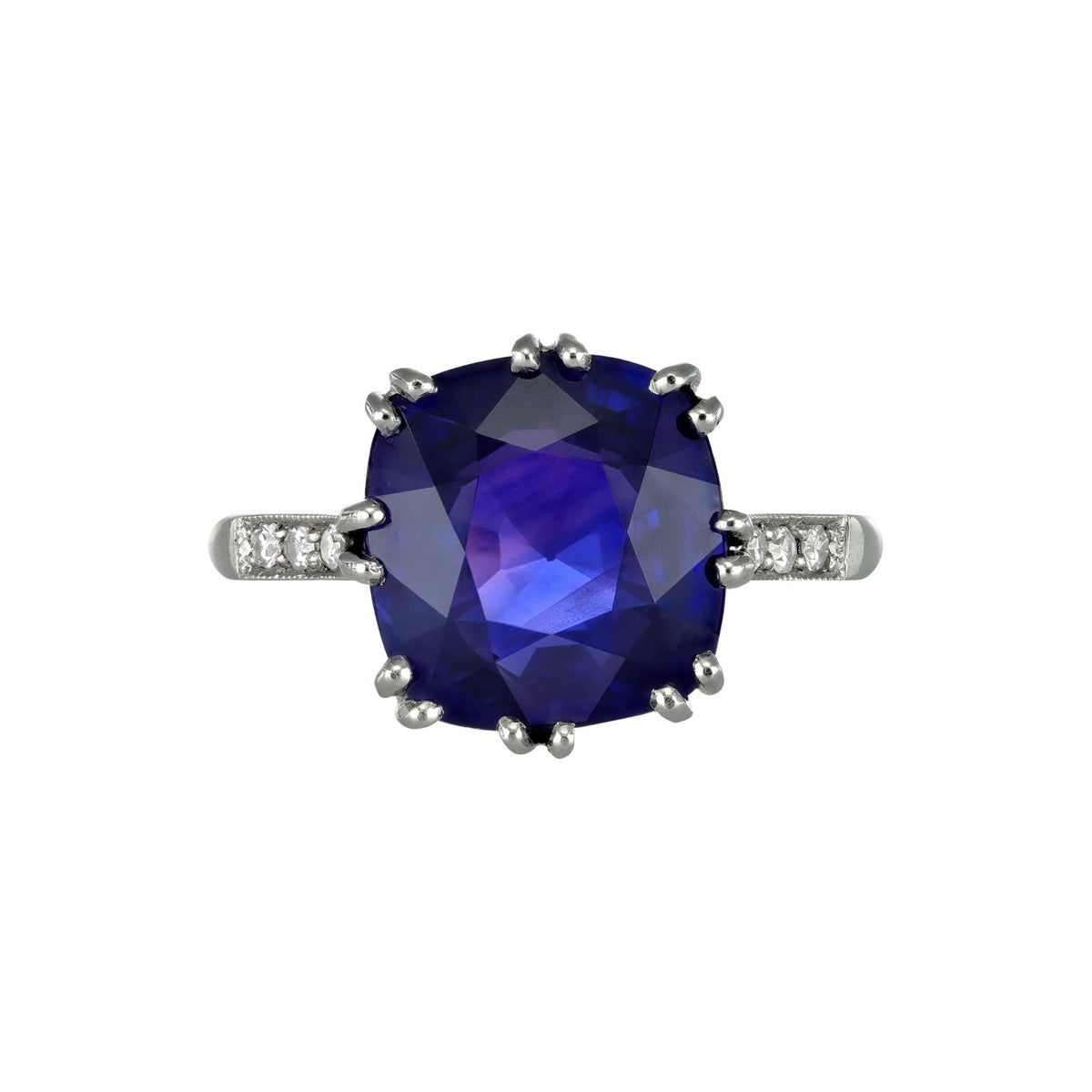 1950s Platinum Sapphire & Diamond Ring front