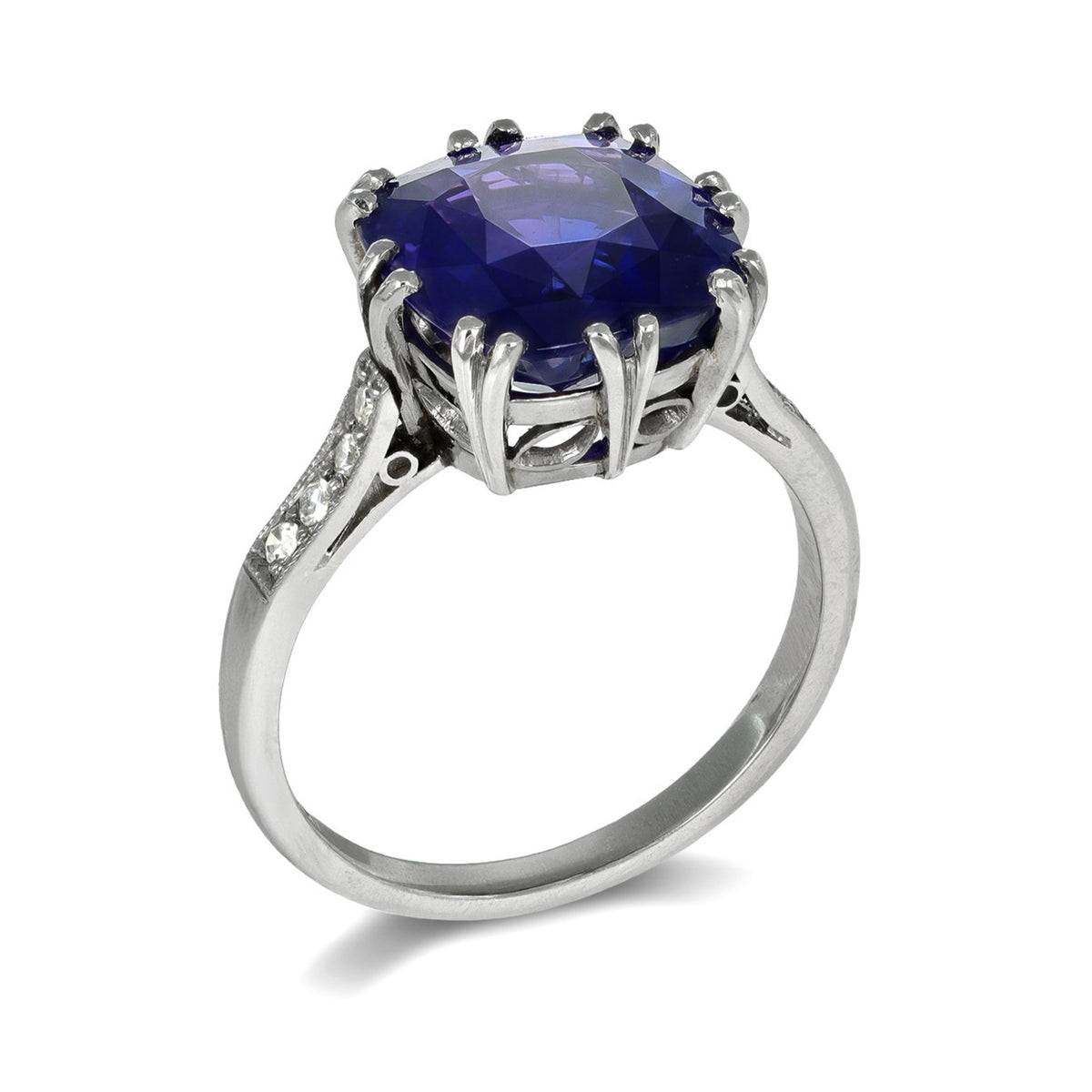 1950s Platinum Sapphire & Diamond Ring profile