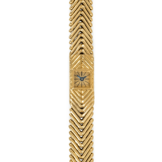 Hermes Paris 1950s 18KT Yellow Gold Watch Bracelet front