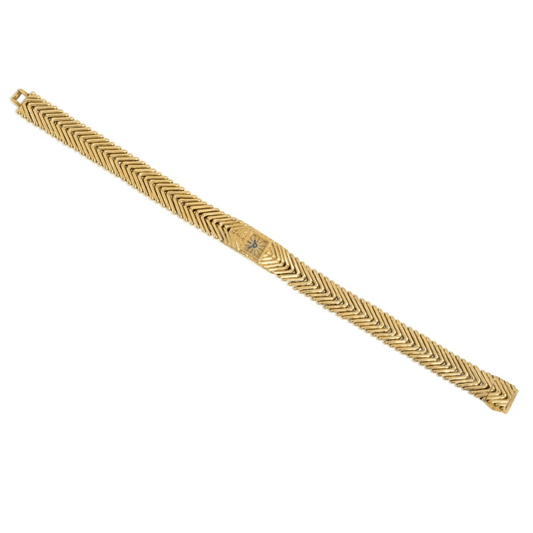 Hermes Paris 1950s 18KT Yellow Gold Watch Bracelet front