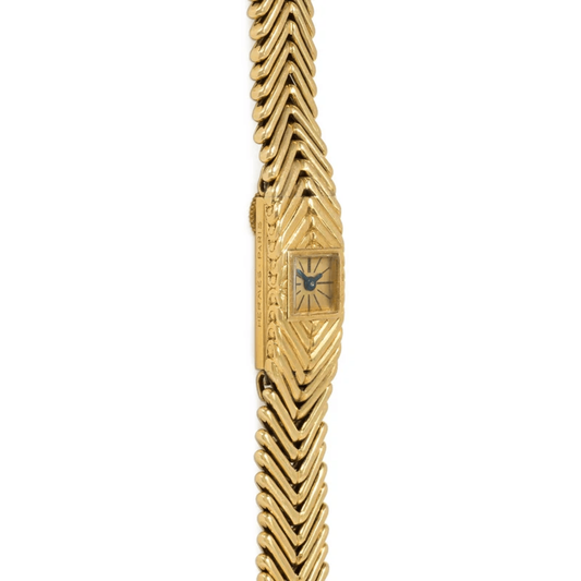 Hermes Paris 1950s 18KT Yellow Gold Watch Bracelet front