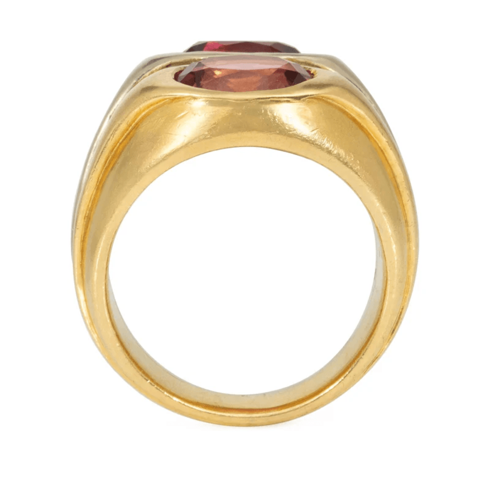 Bulgari Roma 1980s 18KT White & Yellow Gold Tourmaline Ring profile
