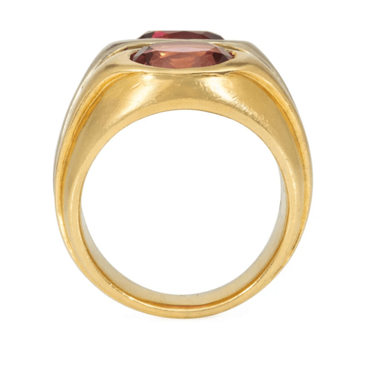 Bulgari Roma 1980s 18KT White & Yellow Gold Tourmaline Ring profile