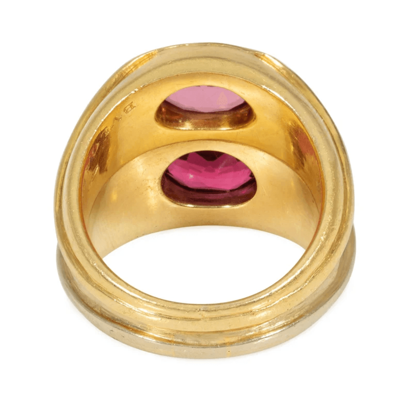 Bulgari Roma 1980s 18KT White & Yellow Gold Tourmaline Ring back
