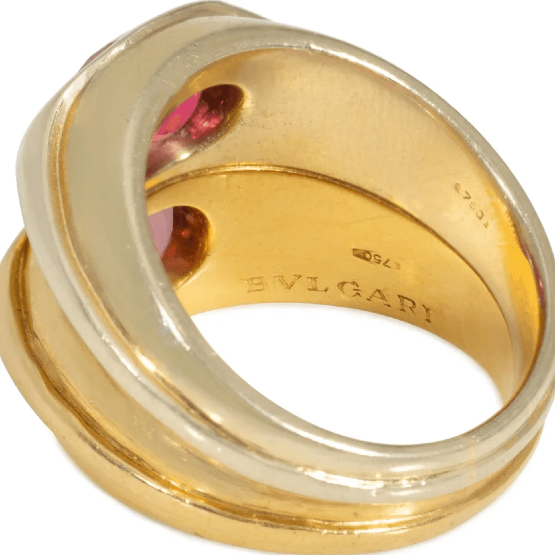 Bulgari Roma 1980s 18KT White & Yellow Gold Tourmaline Ring signature
