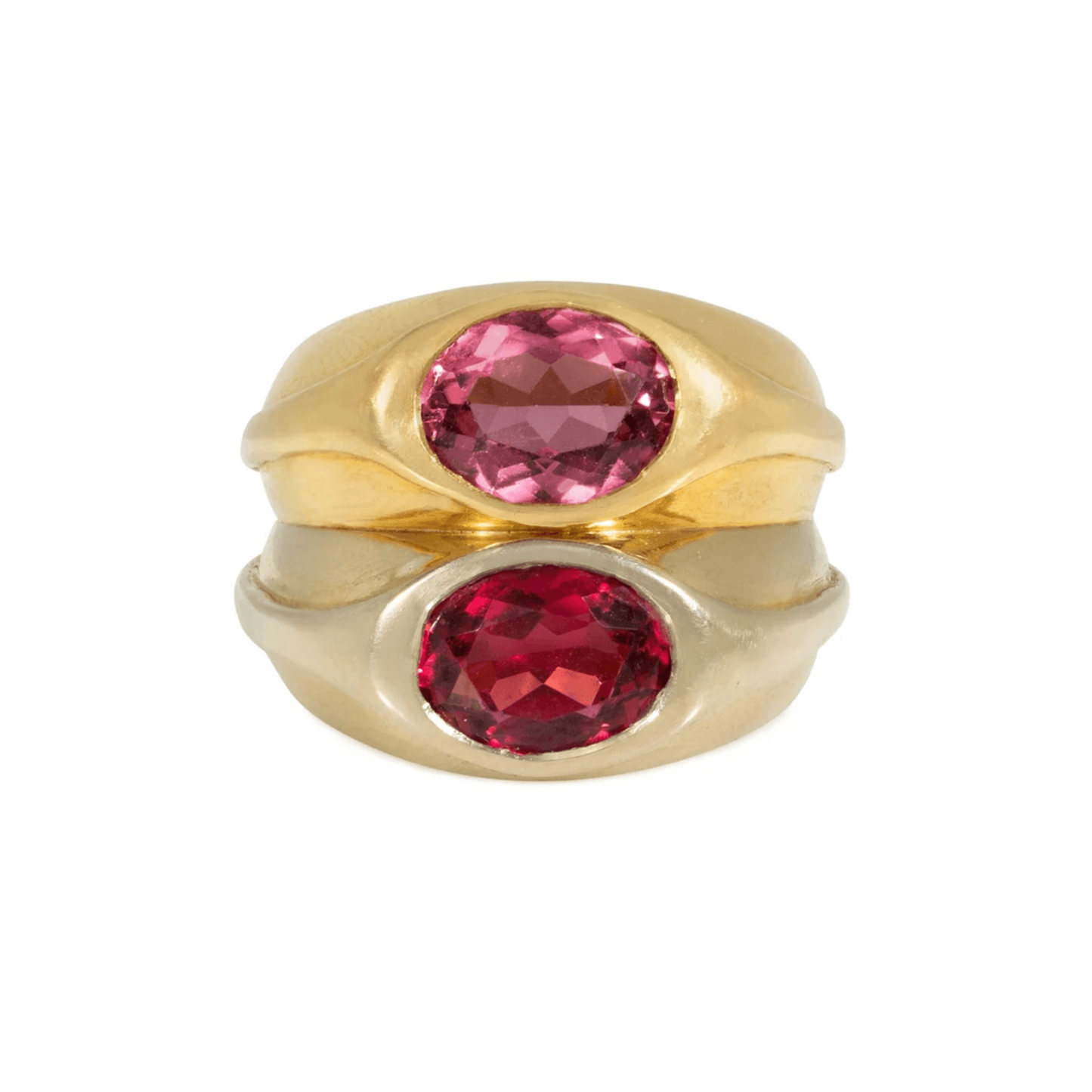 Bulgari Roma 1980s 18KT White & Yellow Gold Tourmaline Ring front