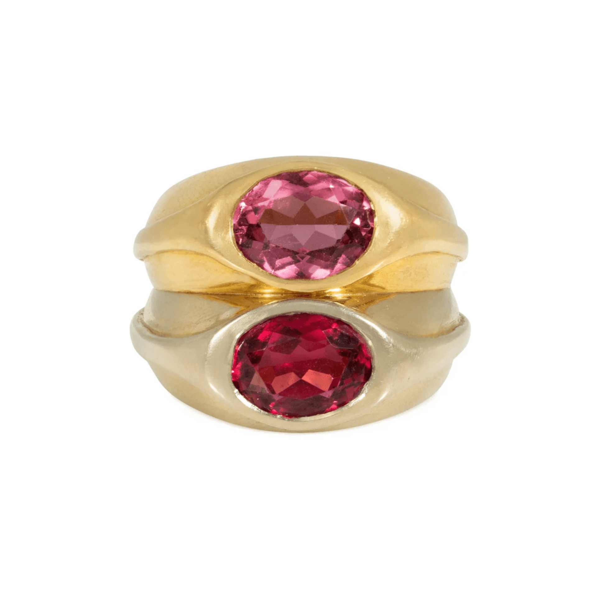 Bulgari Roma 1980s 18KT White & Yellow Gold Tourmaline Ring front
