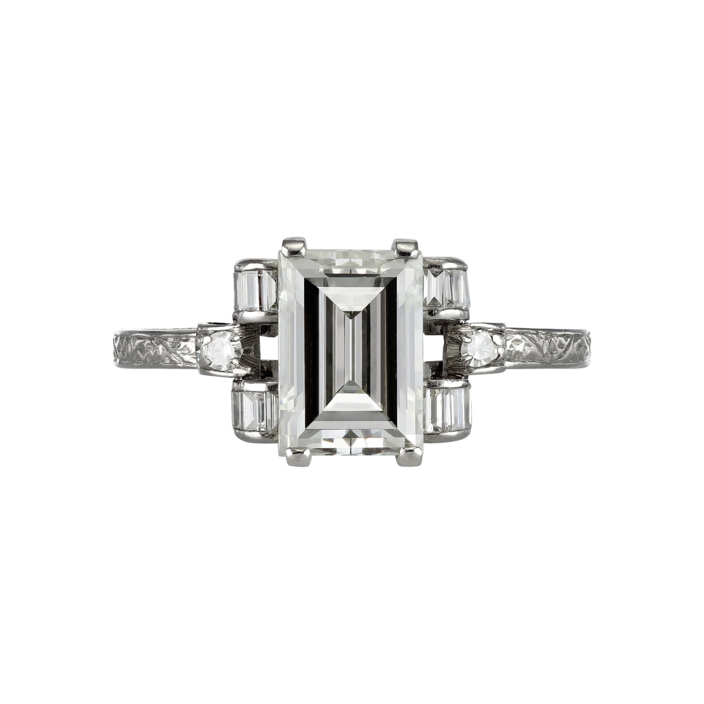 Art Deco Platinum Diamond Ring front