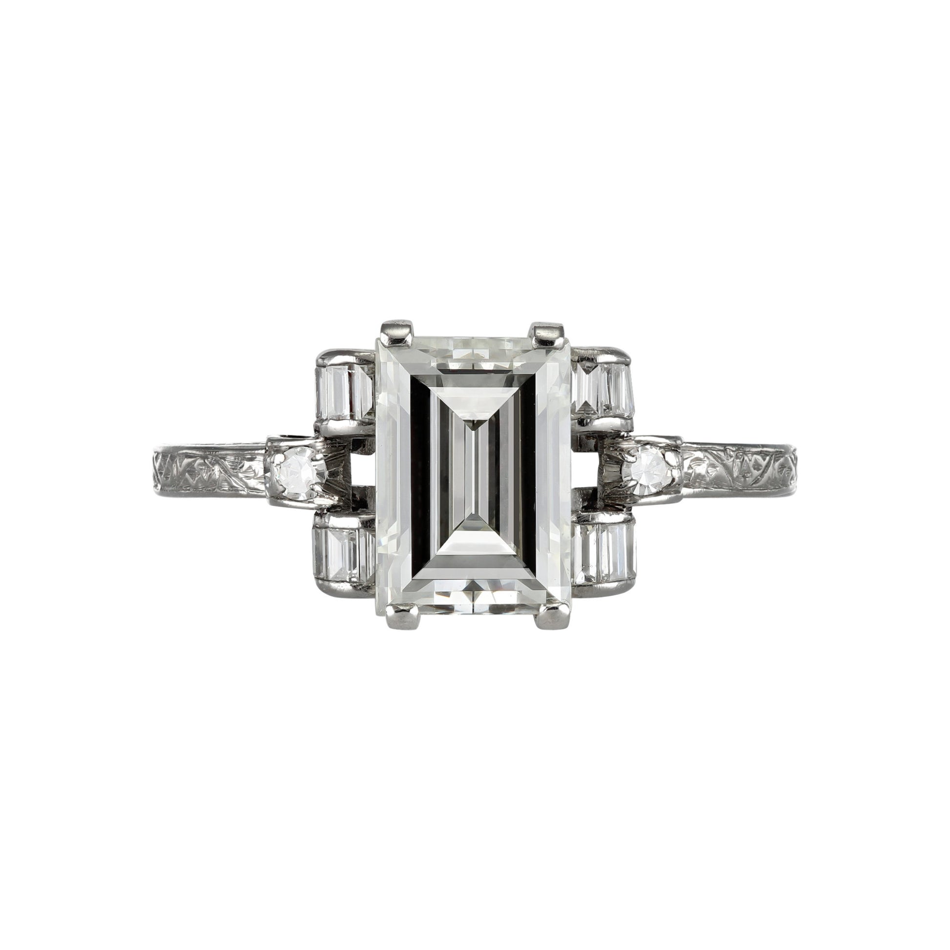 Art Deco Platinum Diamond Ring front
