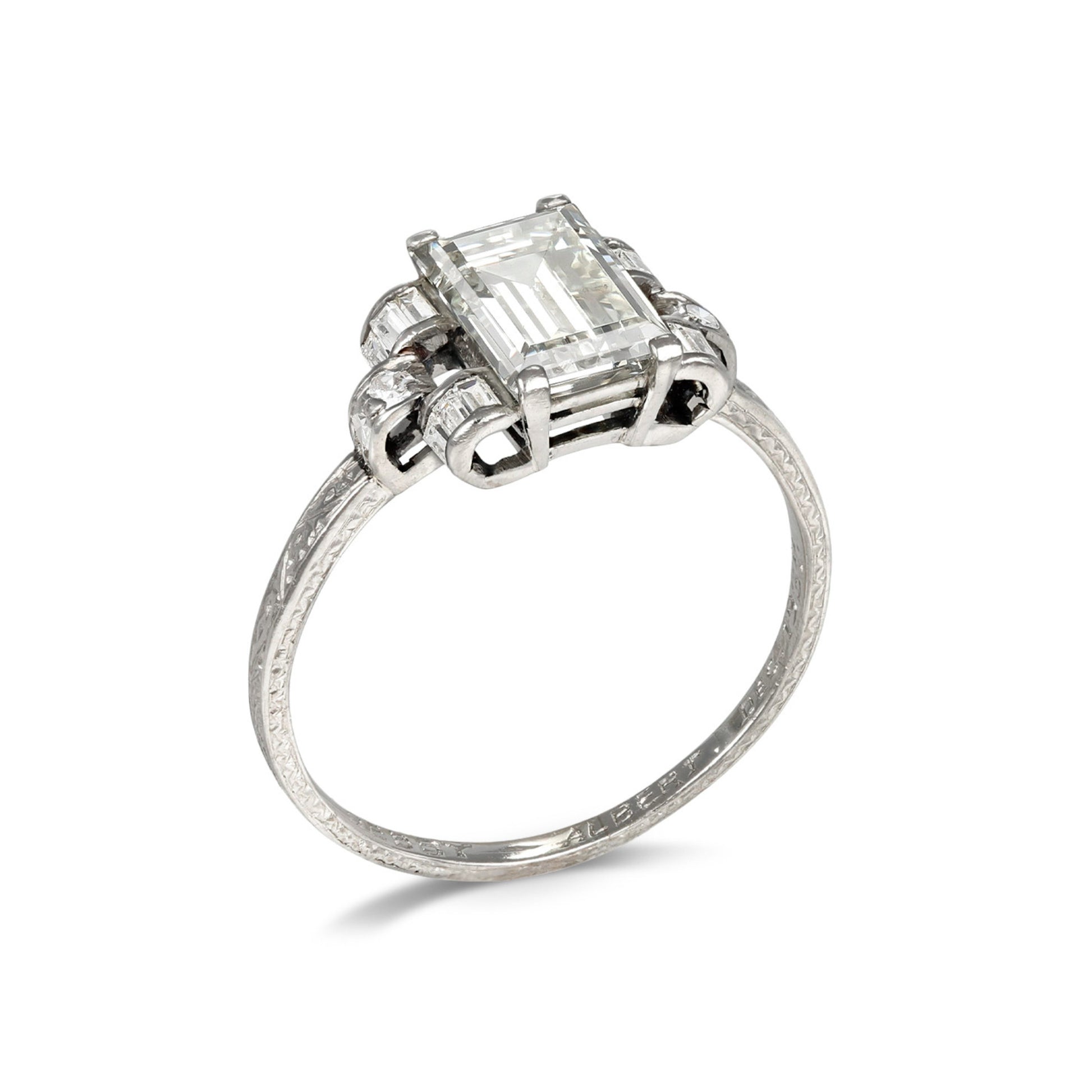 Art Deco Platinum Diamond Ring profile