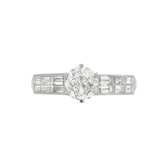 Art Deco Platinum Diamond Ring front