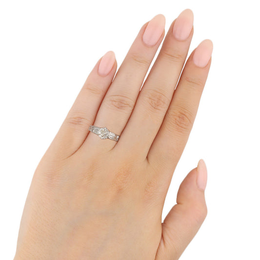Art Deco Platinum Diamond Ring on hand