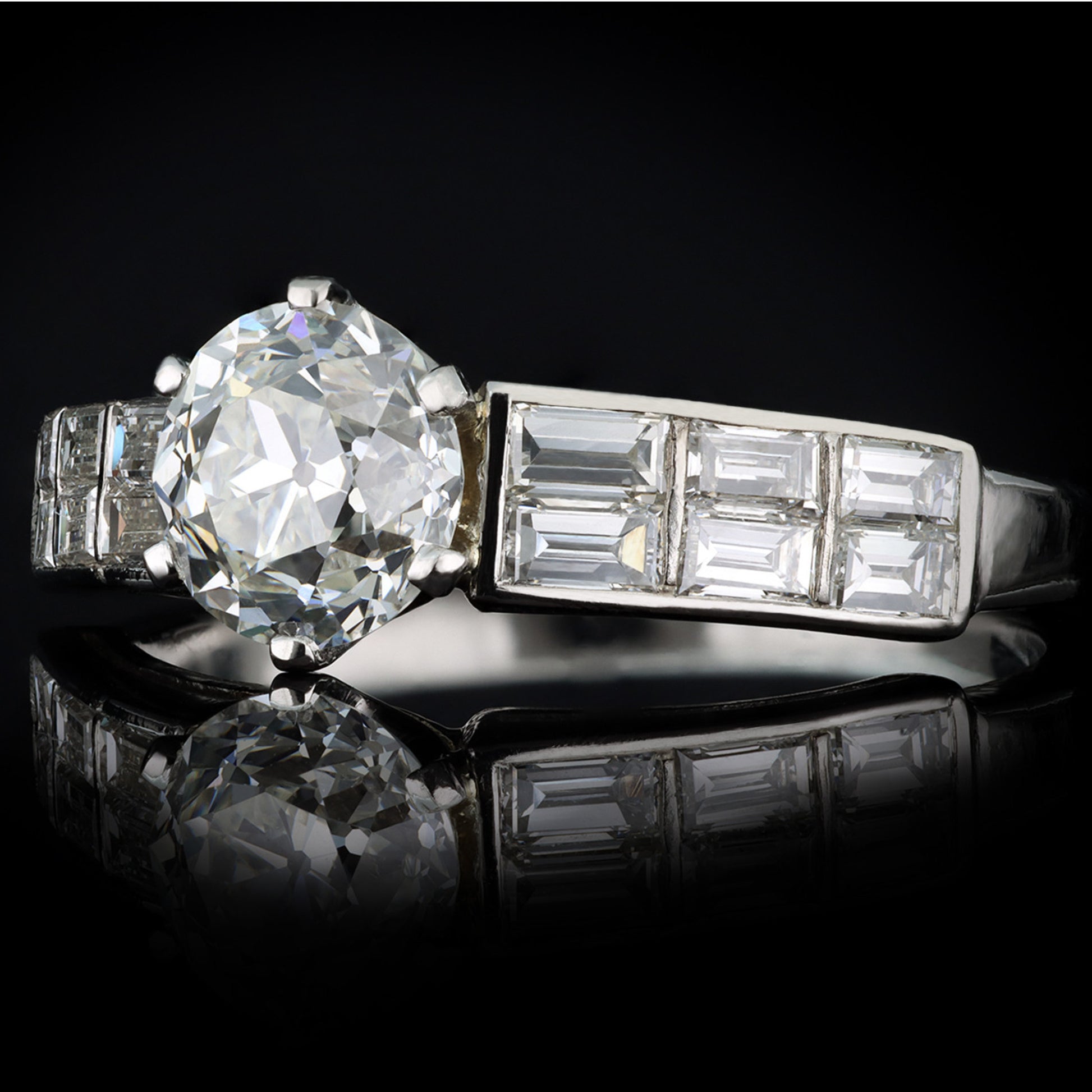 Art Deco Platinum Diamond Ring side
