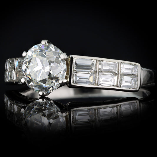 Art Deco Platinum Diamond Ring side
