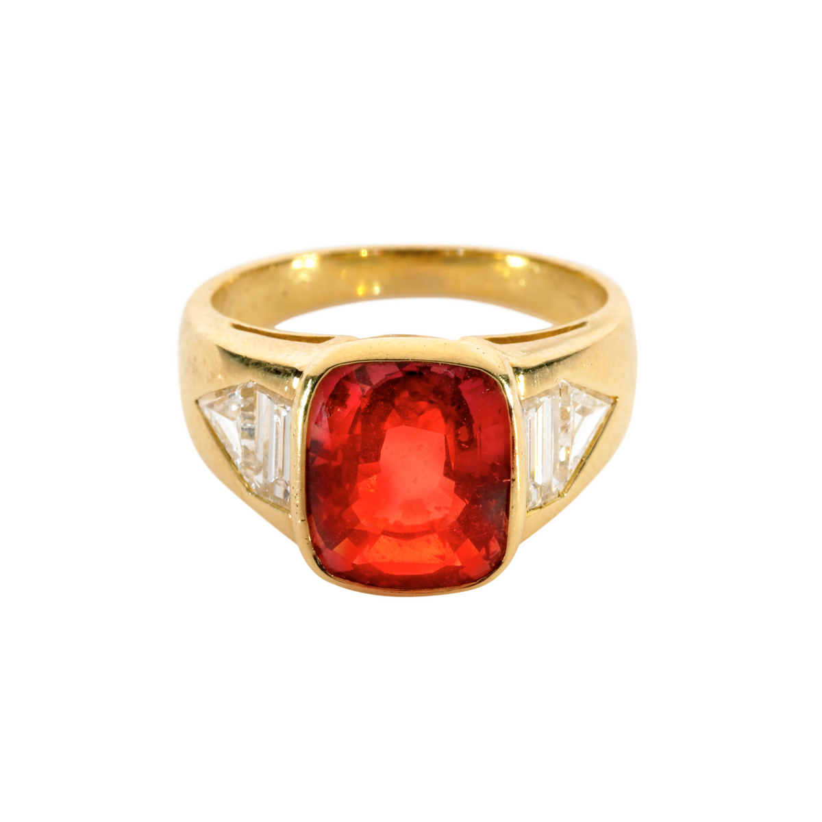 Post-1980s 18KT Yellow Gold Sapphire & Diamond Ring front