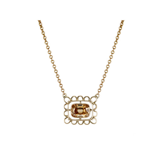 Edwardian 14KT Rose Gold Yellow Diamond Necklace front