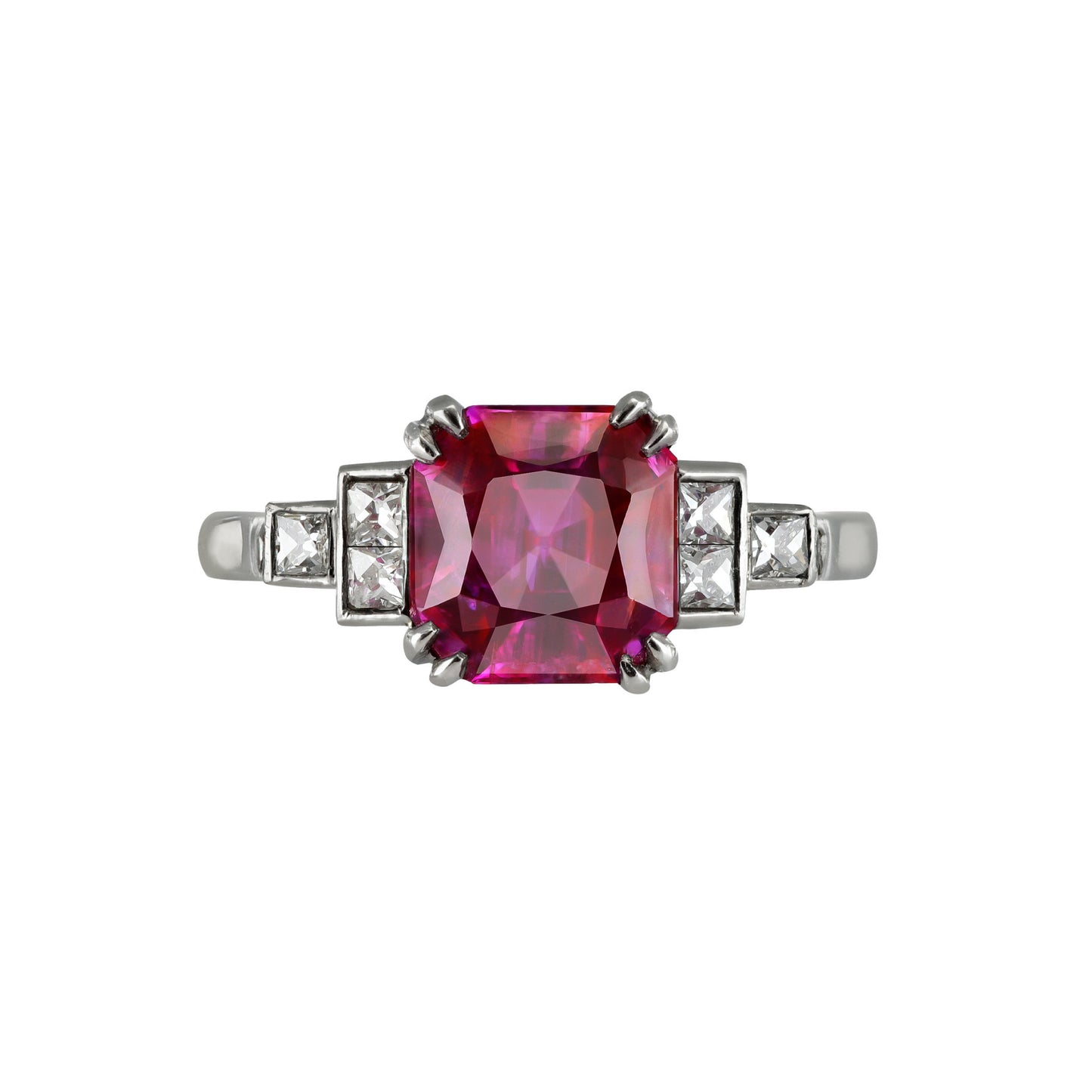 Art Deco Platinum Ruby & Diamond Ring front