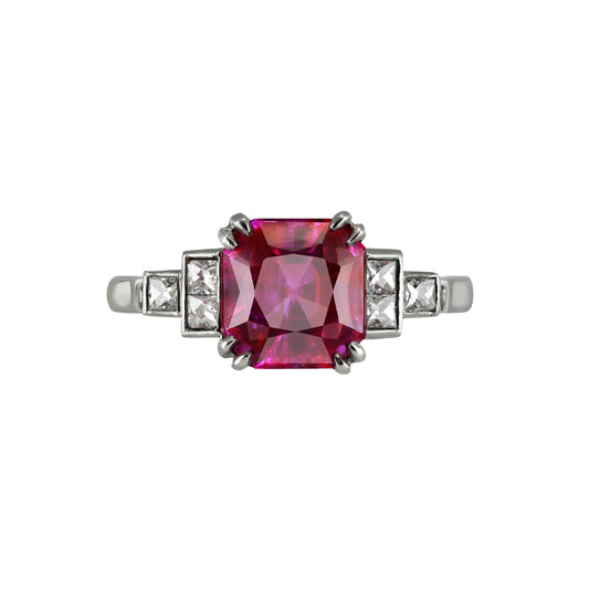 Art Deco Platinum Ruby & Diamond Ring front