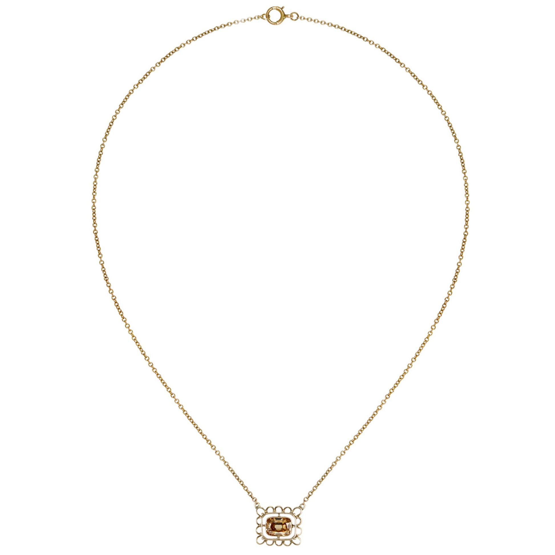 Edwardian 14KT Rose Gold Yellow Diamond Necklace front