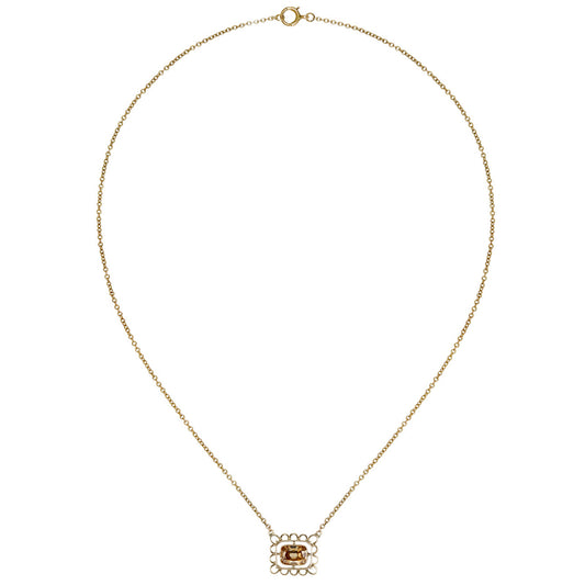 Edwardian 14KT Rose Gold Yellow Diamond Necklace front