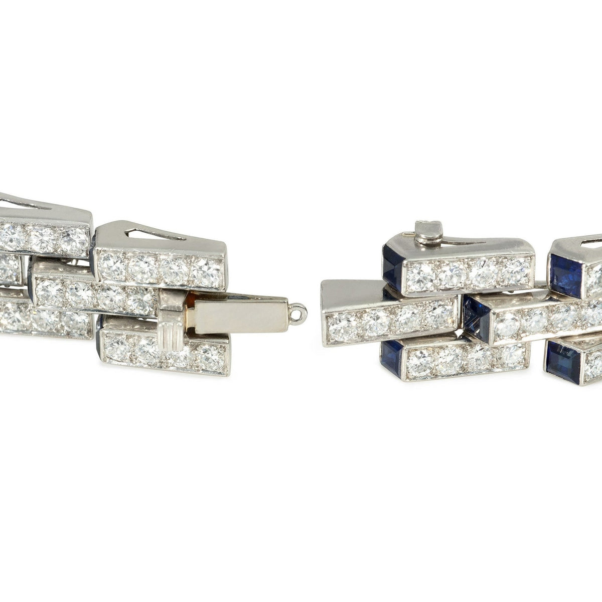 Marcus & Co. Art Deco Platinum Diamond & Sapphire Bracelet clasp