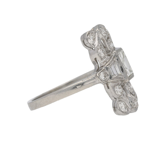 American 1950s Platinum Diamond Ring side