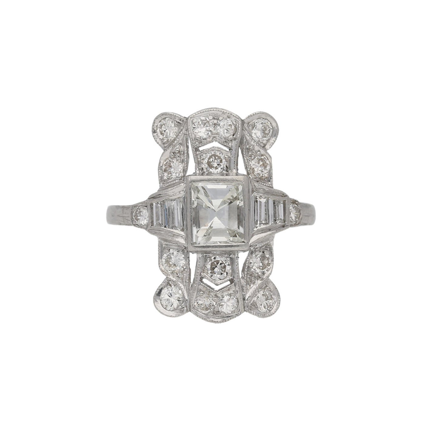American 1950s Platinum Diamond Ring front