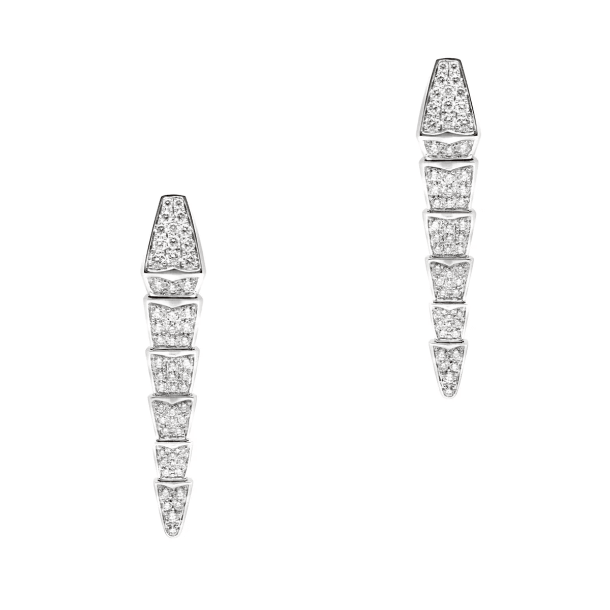 Bulgari Post-1980s 18KT White Gold Diamond Serpenti Earrings front