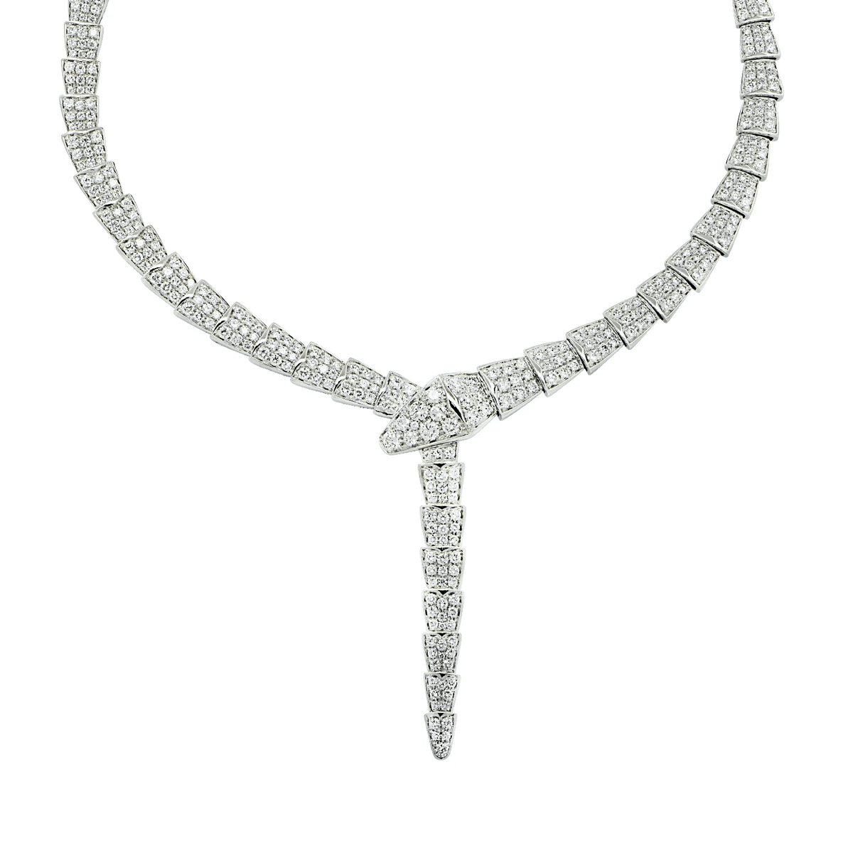 Bulgari Post-1980s 18KT White Gold Diamond Serpenti Necklace front