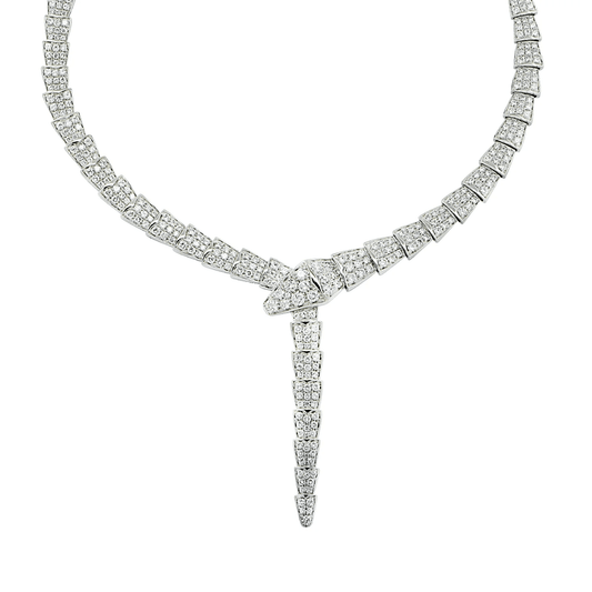 Bulgari Post-1980s 18KT White Gold Diamond Serpenti Necklace front