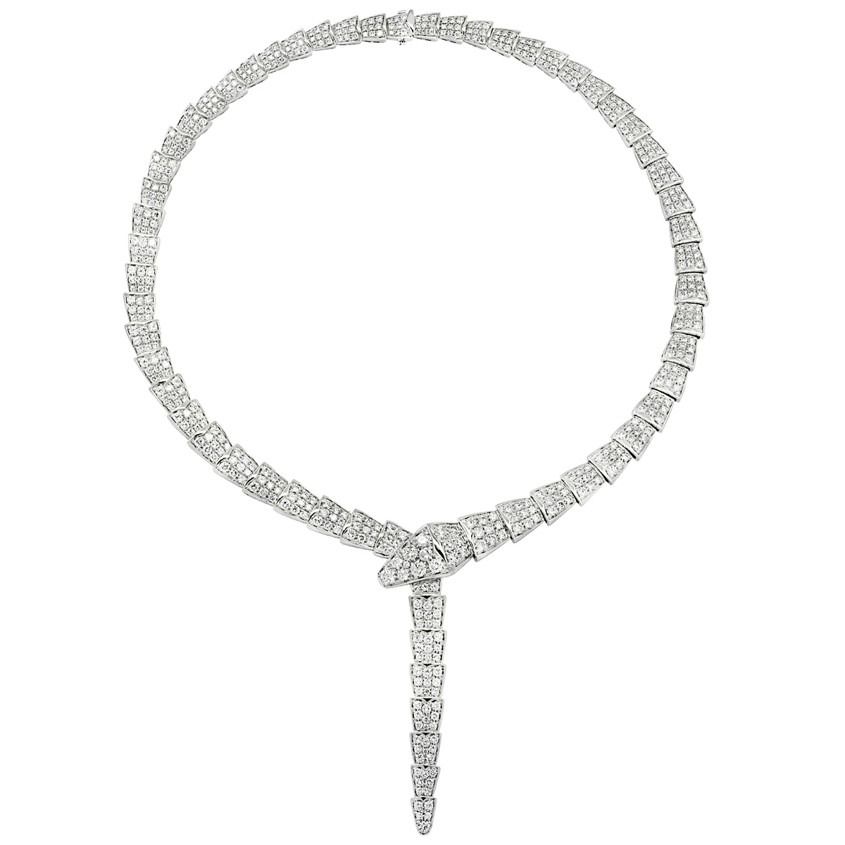 Bulgari Post-1980s 18KT White Gold Diamond Serpenti Necklace front
