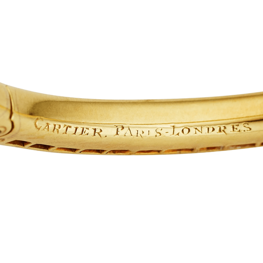 Cartier France Edwardian 18KT Yellow Gold Ruby Bracelet signature