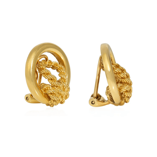 Hermes Paris 1960s 18KT Yellow Gold Earrings side
