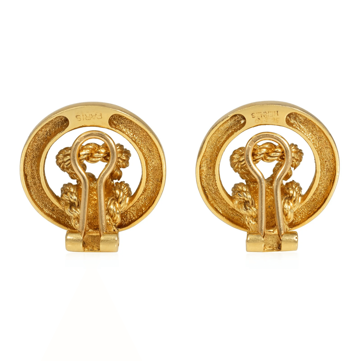 Hermes Paris 1960s 18KT Yellow Gold Earrings back