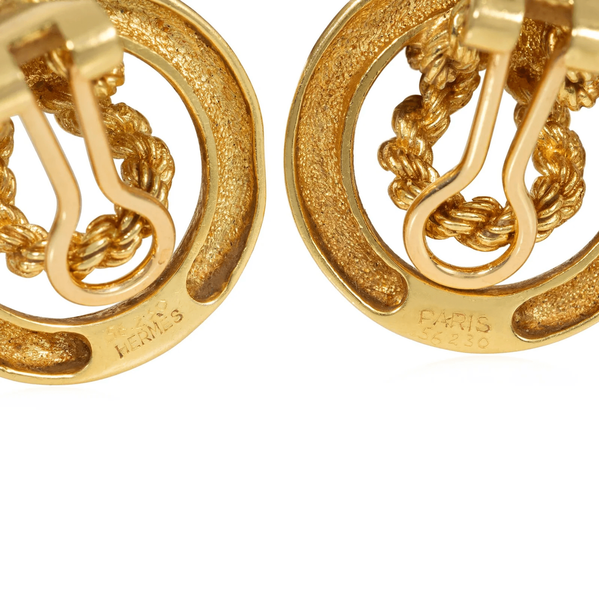 Hermes Paris 1960s 18KT Yellow Gold Earrings signature