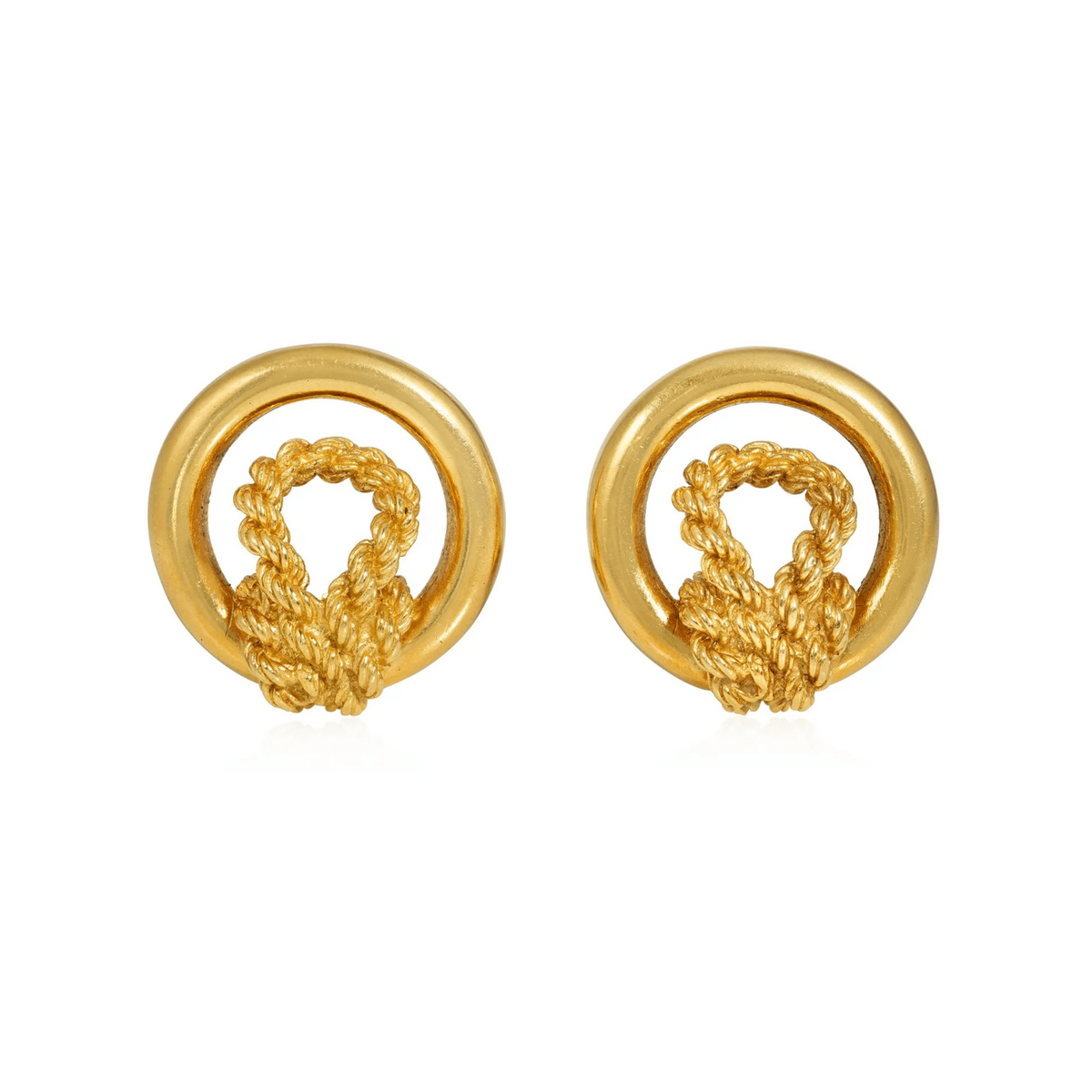 Hermes Paris 1960s 18KT Yellow Gold Earrings front