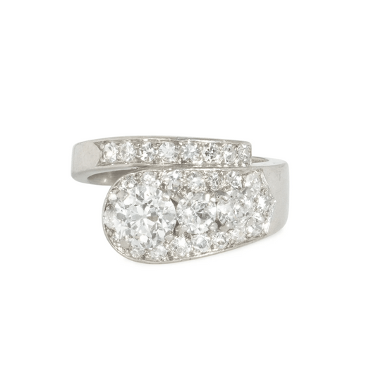 Cartier Art Deco Platinum Diamond Ring front