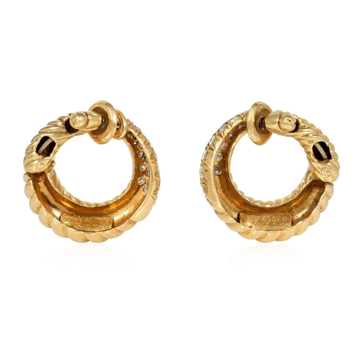Van Cleef & Arpels Paris 1970s 18KT Yellow Gold Diamond Earrings back