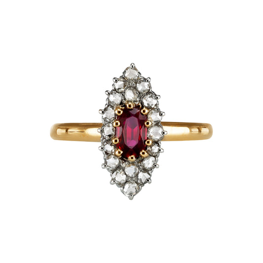 Edwardian Platinum & 18KT Yellow Gold Ruby & Diamond Ring front